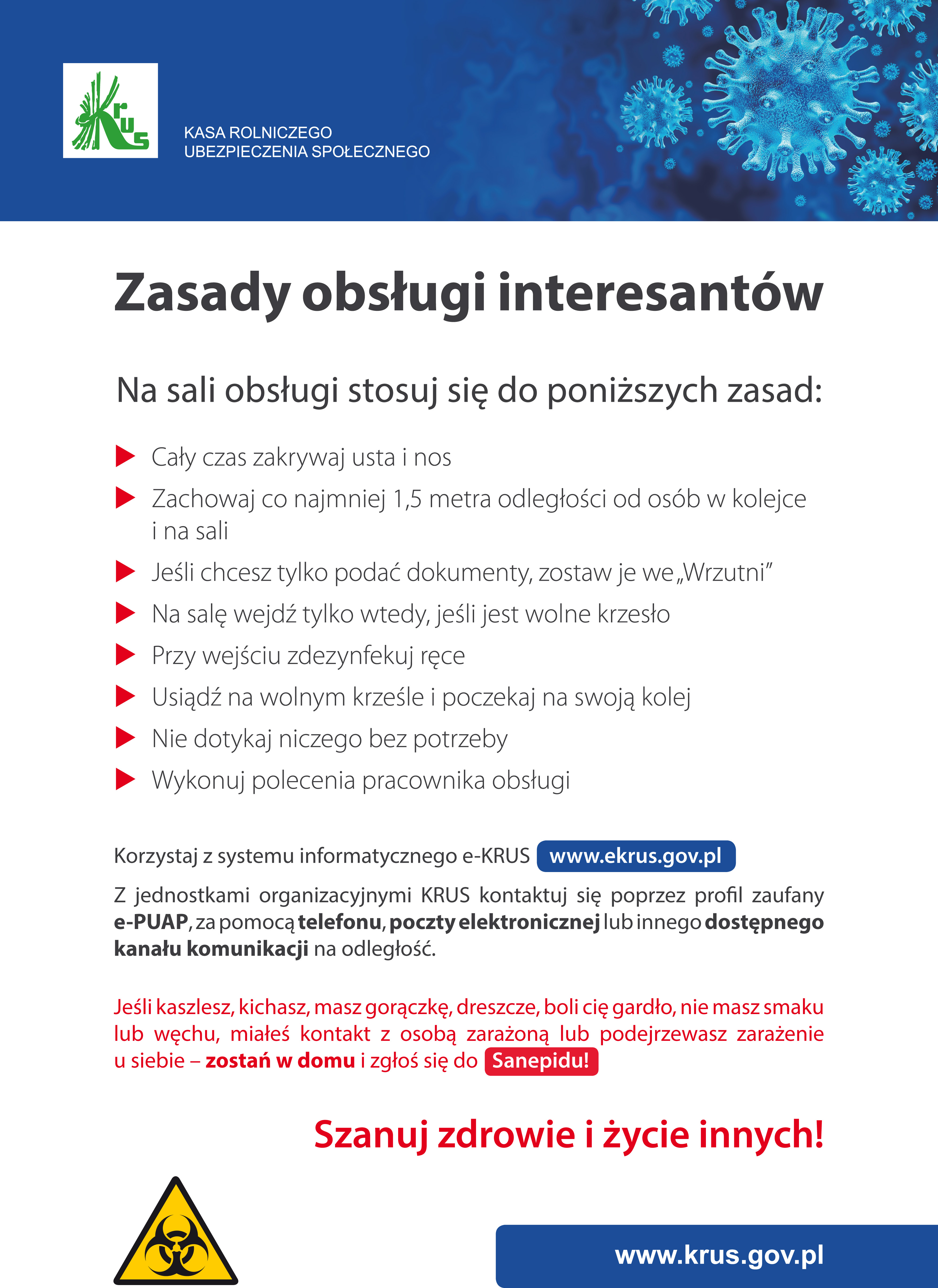 KRUS wznawia obsługę interesantów